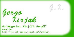 gergo kirjak business card